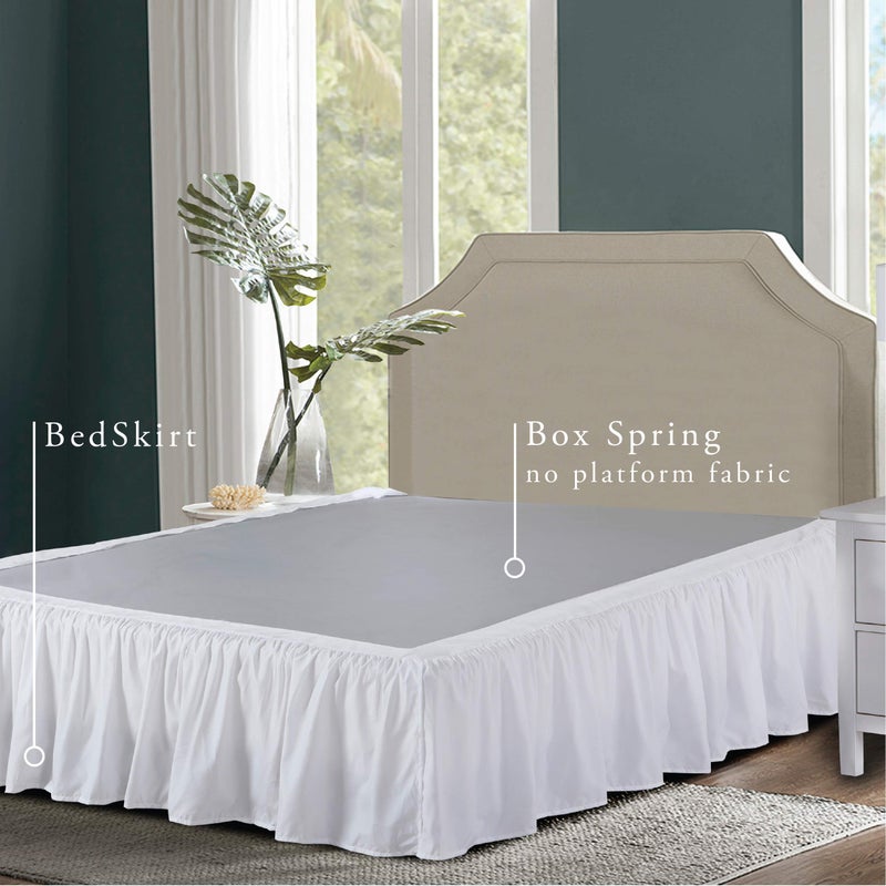 Bed Maker's Bed Makerâ€™s Never Lift Your Mattress Microfiber Wrap-Around Bed Skirt, Gathered Ruffled Style, Classic 14 Inch Drop Length, Twin, White - Image 2